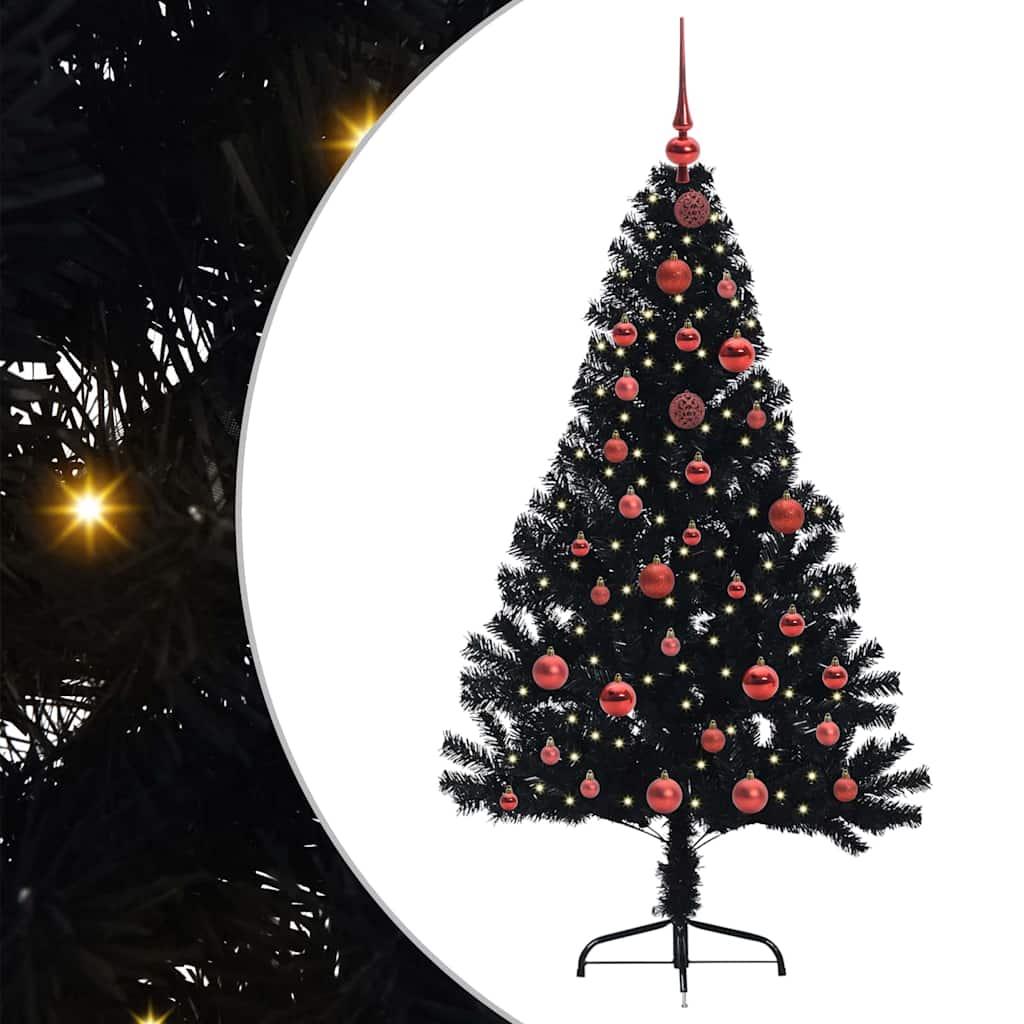 Sapin de Noël artificiel pré-éclairé Noir 150 cm PVC - XIOS