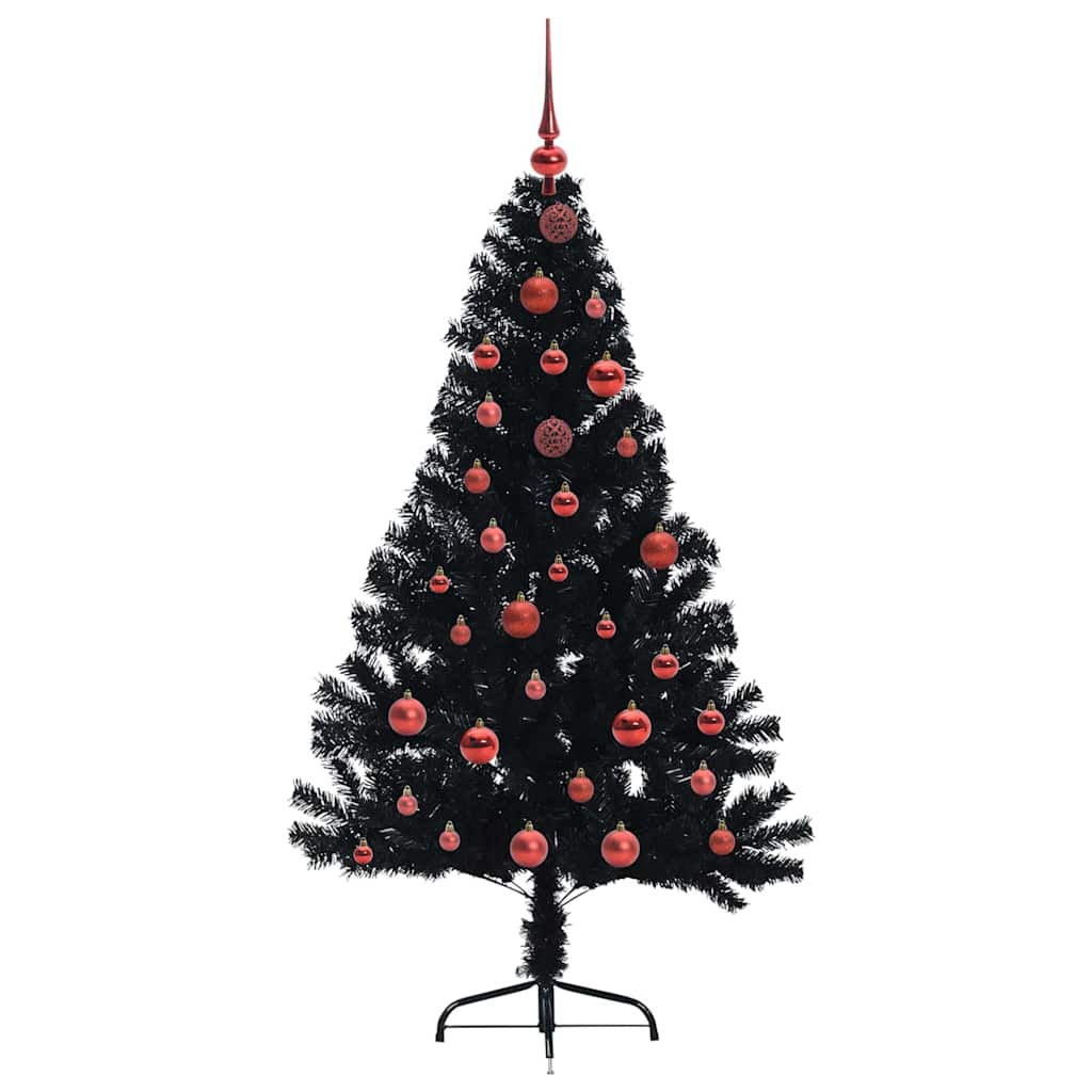 Sapin de Noël artificiel pré-éclairé Noir 150 cm PVC - XIOS