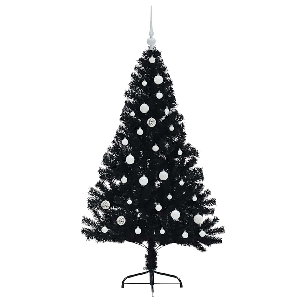 Sapin de Noël artificiel pré-éclairé Noir 150 cm PVC - XIOS