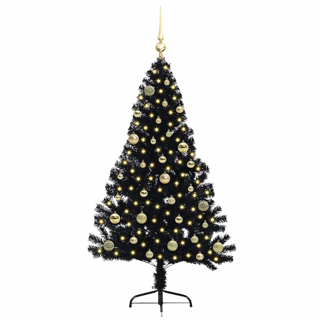 Sapin de Noël artificiel pré-éclairé Noir 150 cm PVC - XIOS