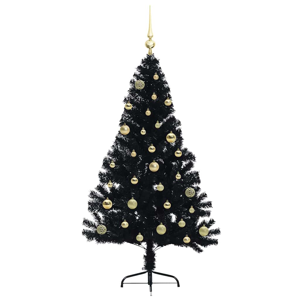 Sapin de Noël artificiel pré-éclairé Noir 150 cm PVC - XIOS