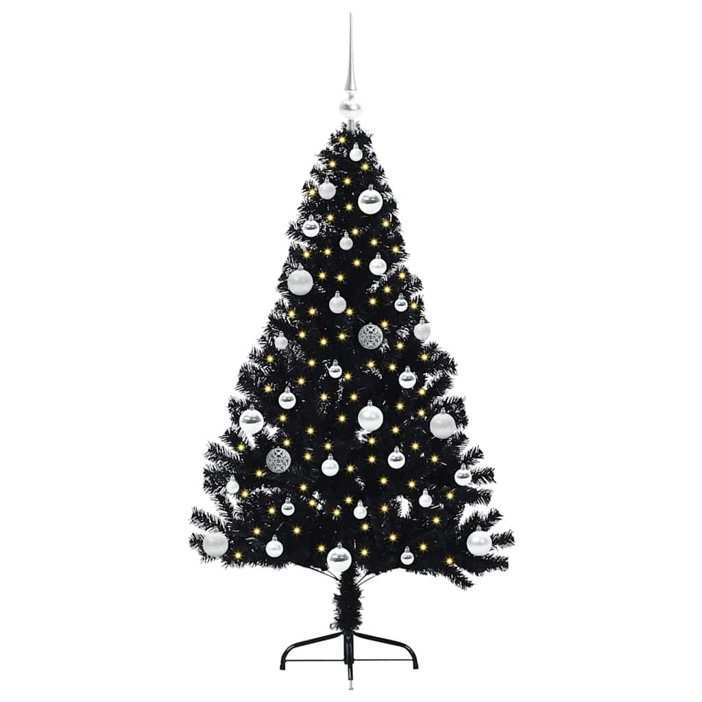 Sapin de Noël artificiel pré-éclairé Noir 150 cm PVC - XIOS