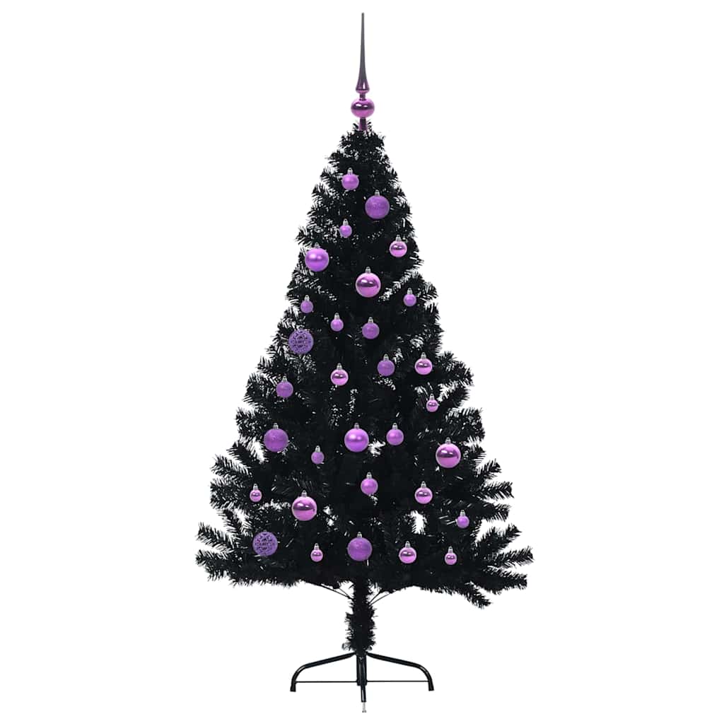 Sapin de Noël artificiel pré-éclairé Noir 150 cm PVC - XIOS
