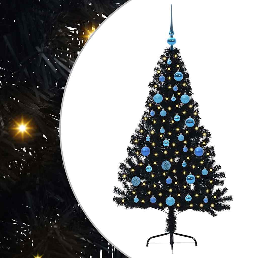 Sapin de Noël artificiel pré-éclairé Noir 150 cm PVC - XIOS