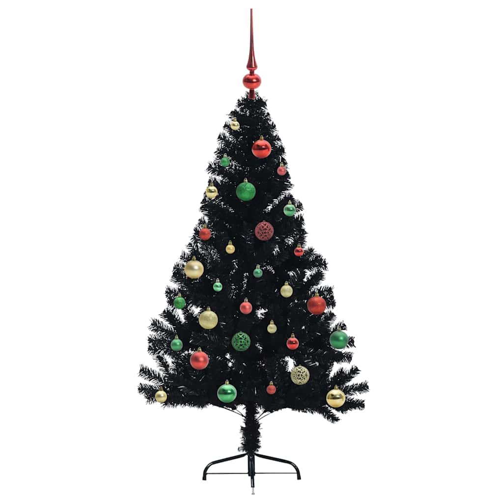 Sapin de Noël artificiel pré-éclairé Noir 150 cm PVC - XIOS