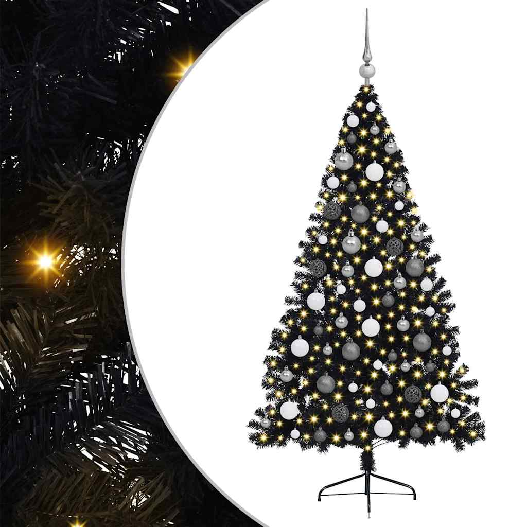 Sapin de Noël artificiel pré-éclairé Noir 180 cm PVC - XIOS