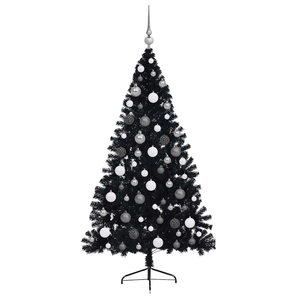 Sapin de Noël artificiel pré-éclairé Noir 180 cm PVC - XIOS