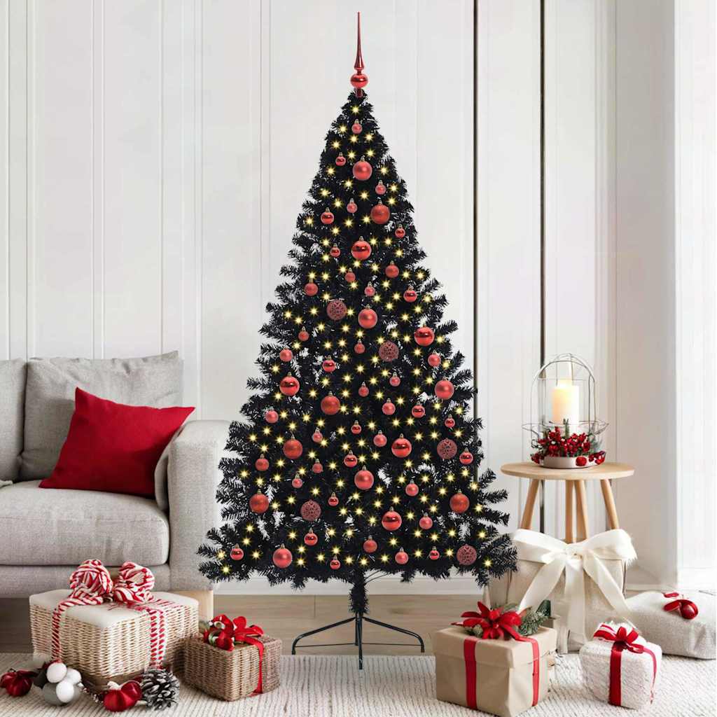 Sapin de Noël artificiel pré-éclairé Noir 180 cm PVC - XIOS