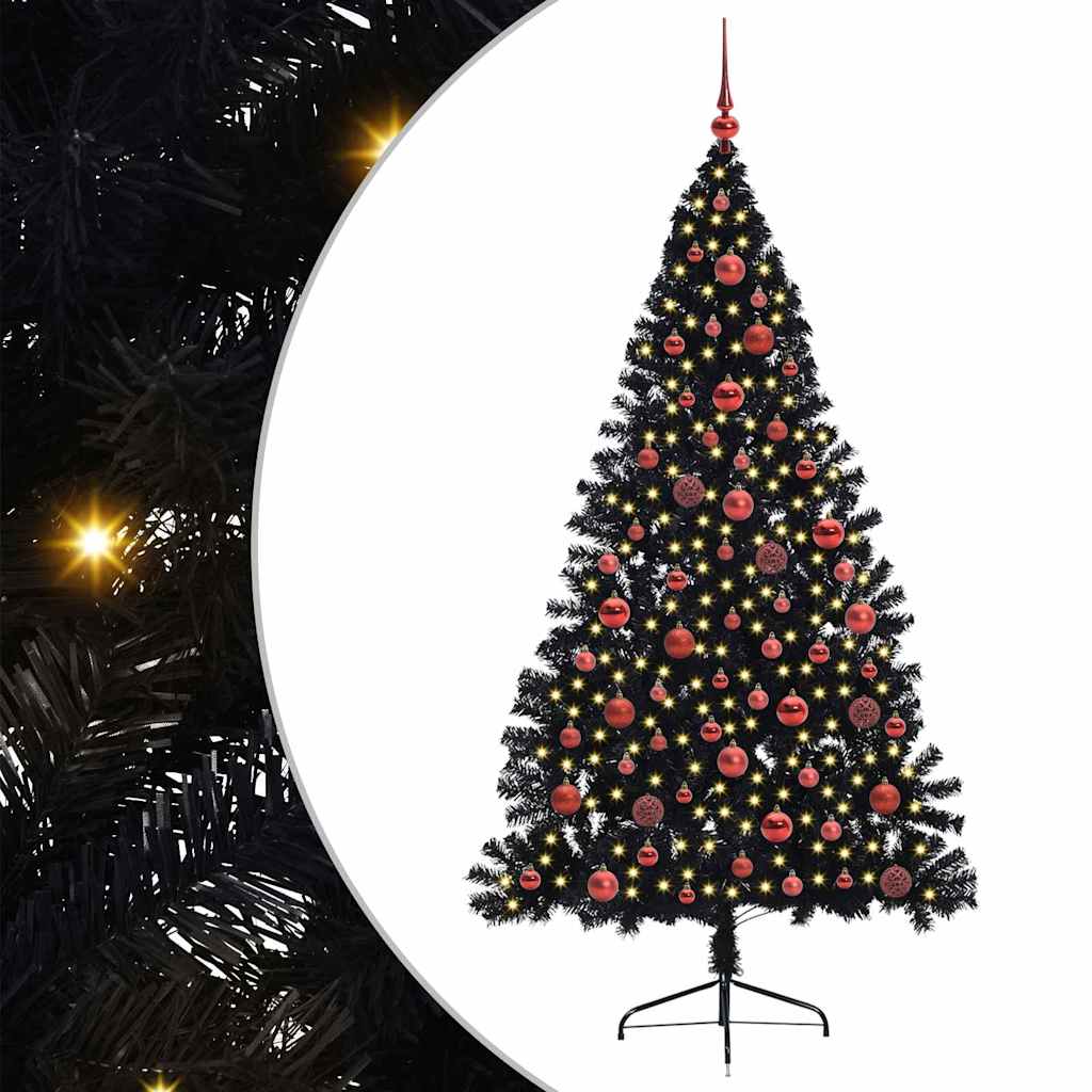Sapin de Noël artificiel pré-éclairé Noir 180 cm PVC - XIOS