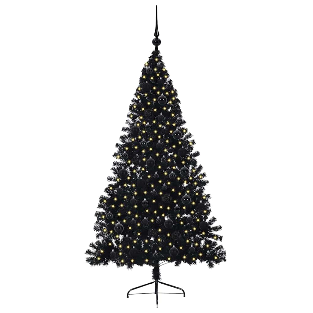 Sapin de Noël artificiel pré-éclairé Noir 180 cm PVC - XIOS