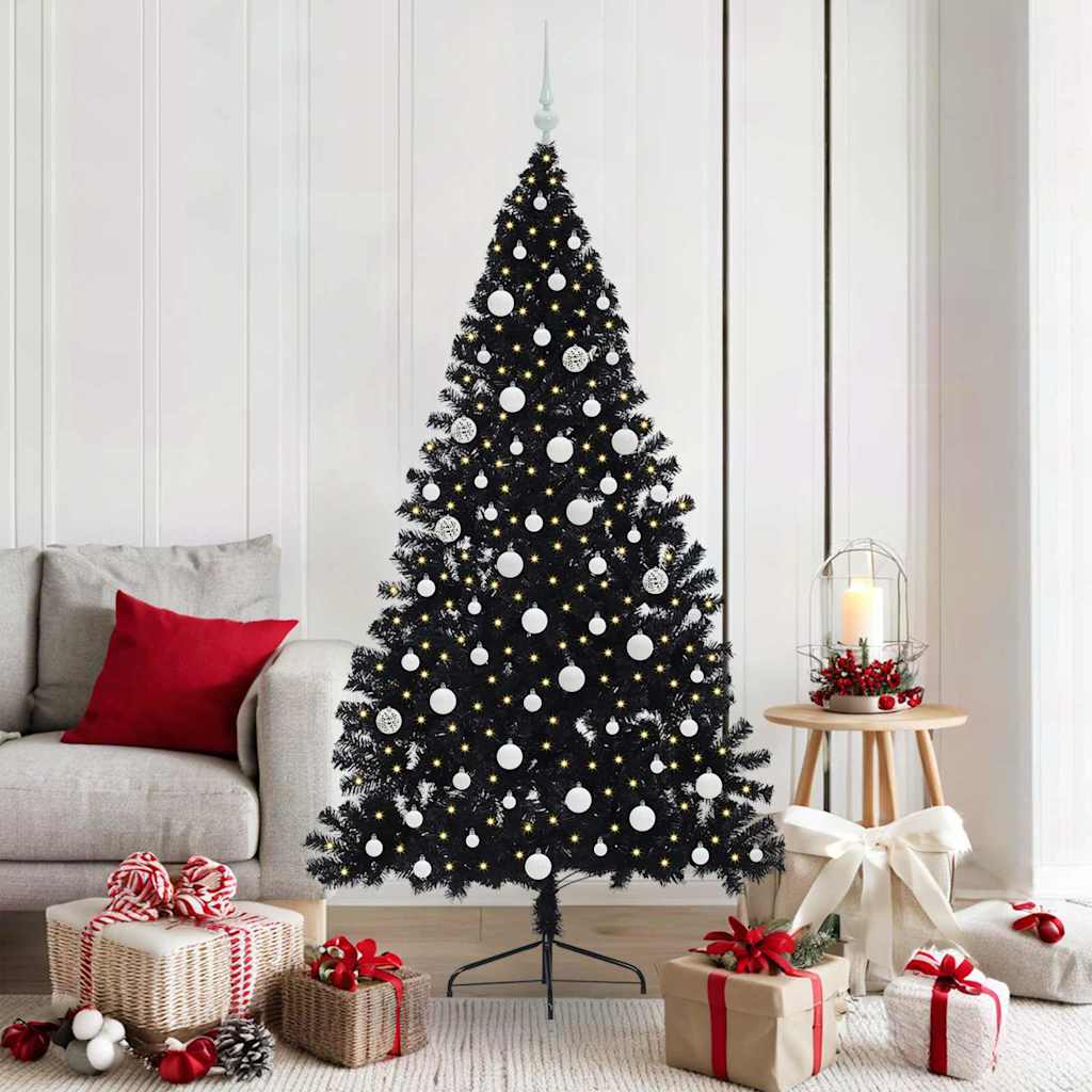 Sapin de Noël artificiel pré-éclairé Noir 180 cm PVC - XIOS
