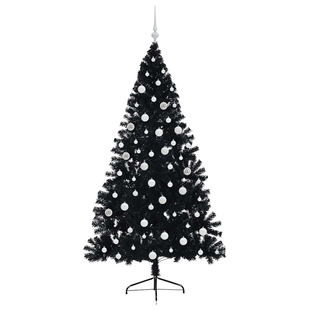 Sapin de Noël artificiel pré-éclairé Noir 180 cm PVC - XIOS