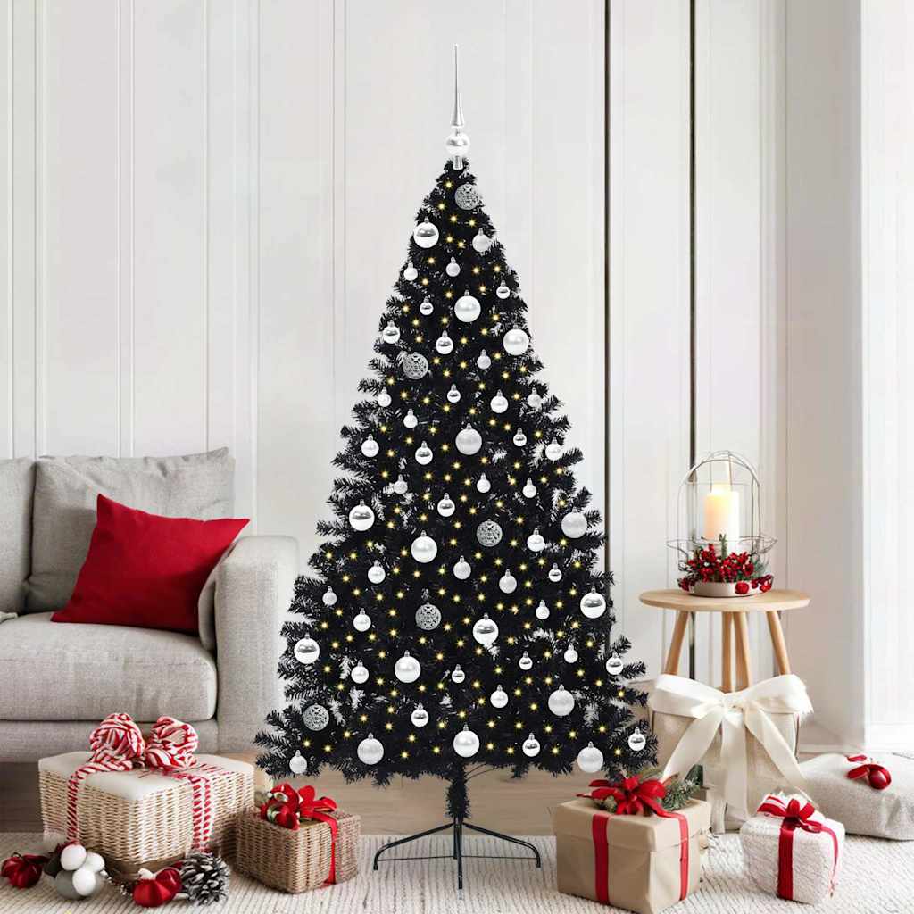 Sapin de Noël artificiel pré-éclairé Noir 180 cm PVC - XIOS