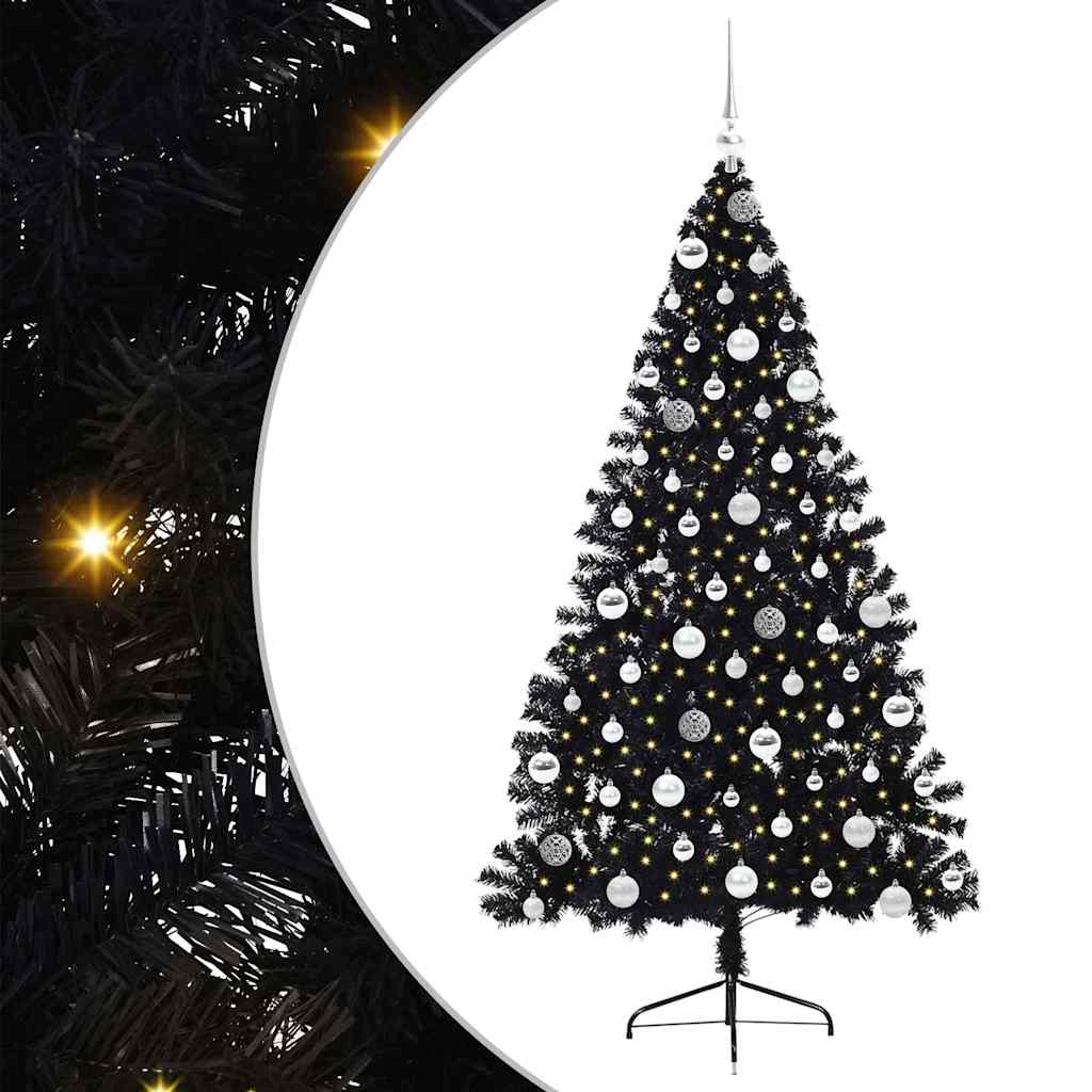 Sapin de Noël artificiel pré-éclairé Noir 180 cm PVC - XIOS