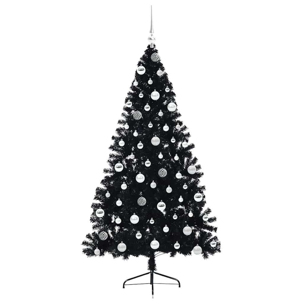 Sapin de Noël artificiel pré-éclairé Noir 180 cm PVC - XIOS
