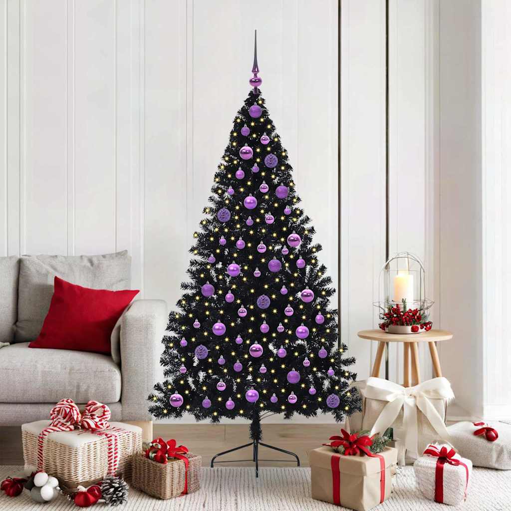 Sapin de Noël artificiel pré-éclairé Noir 180 cm PVC - XIOS