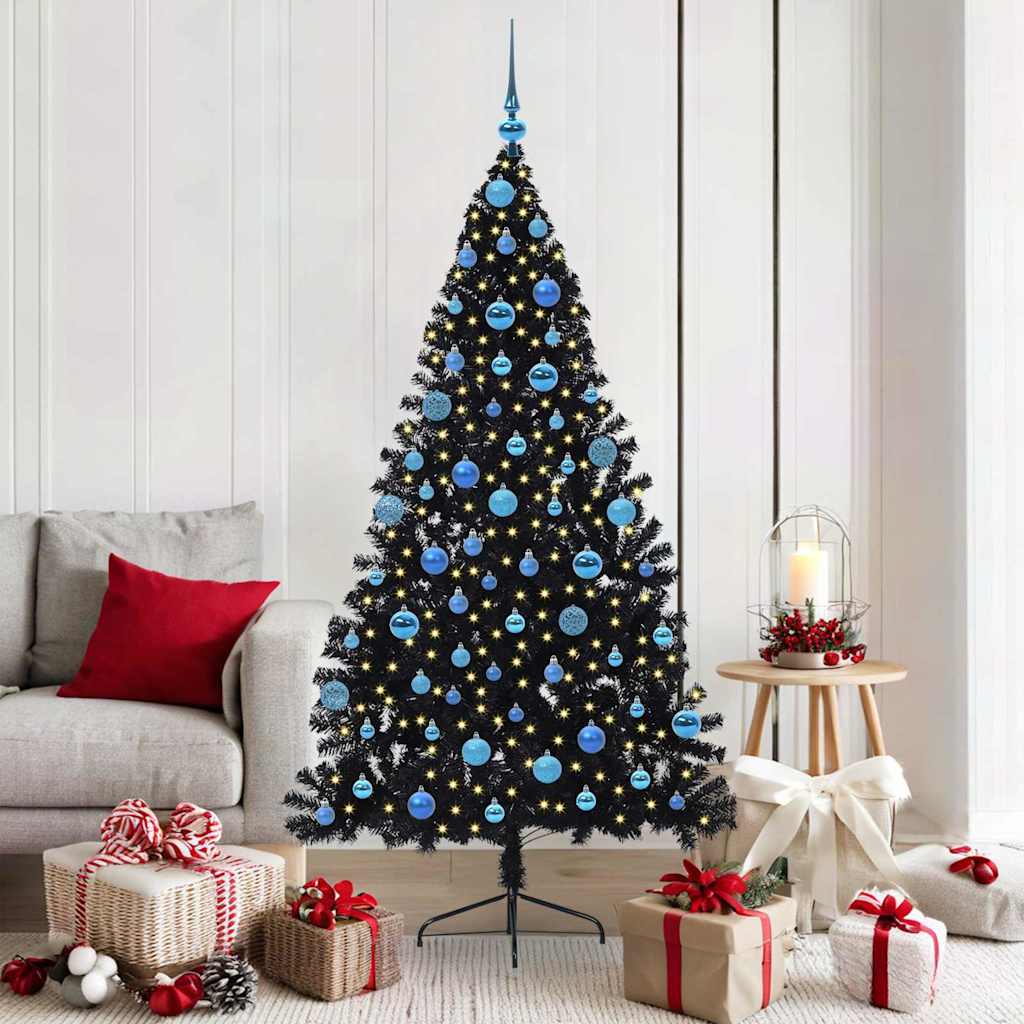 Sapin de Noël artificiel pré-éclairé Noir 180 cm PVC - XIOS