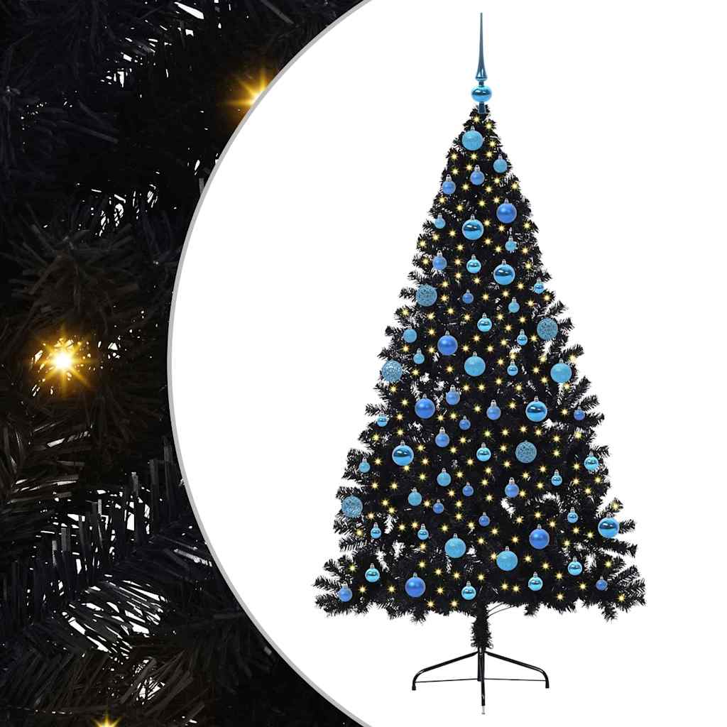 Sapin de Noël artificiel pré-éclairé Noir 180 cm PVC - XIOS