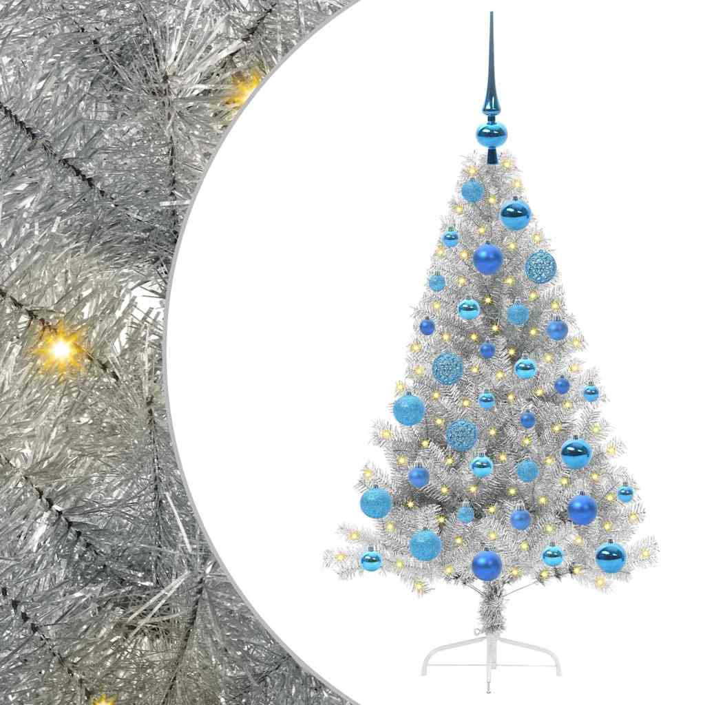 Sapin de Noël artificiel pré-éclairé Argent 120 cm PET - XIOS