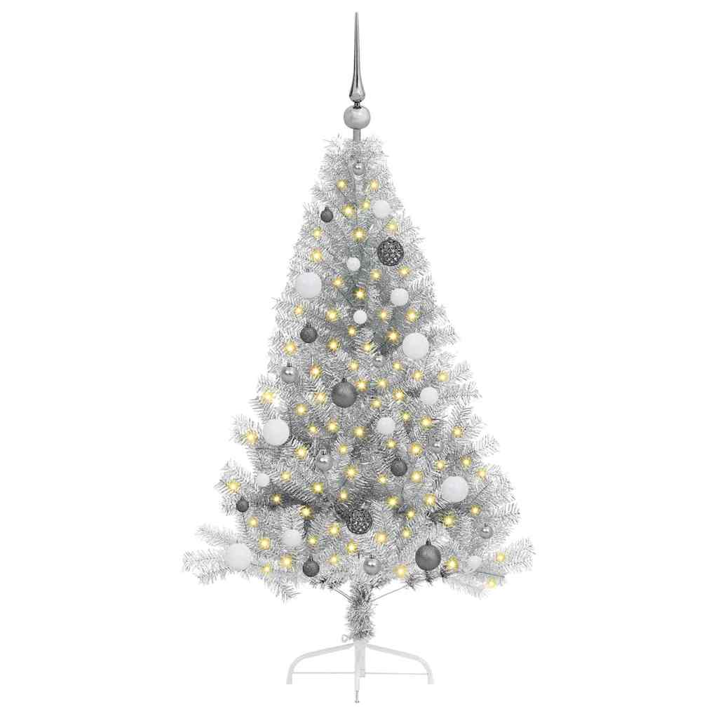 Sapin de Noël artificiel pré-éclairé Argent 150 cm PET - XIOS