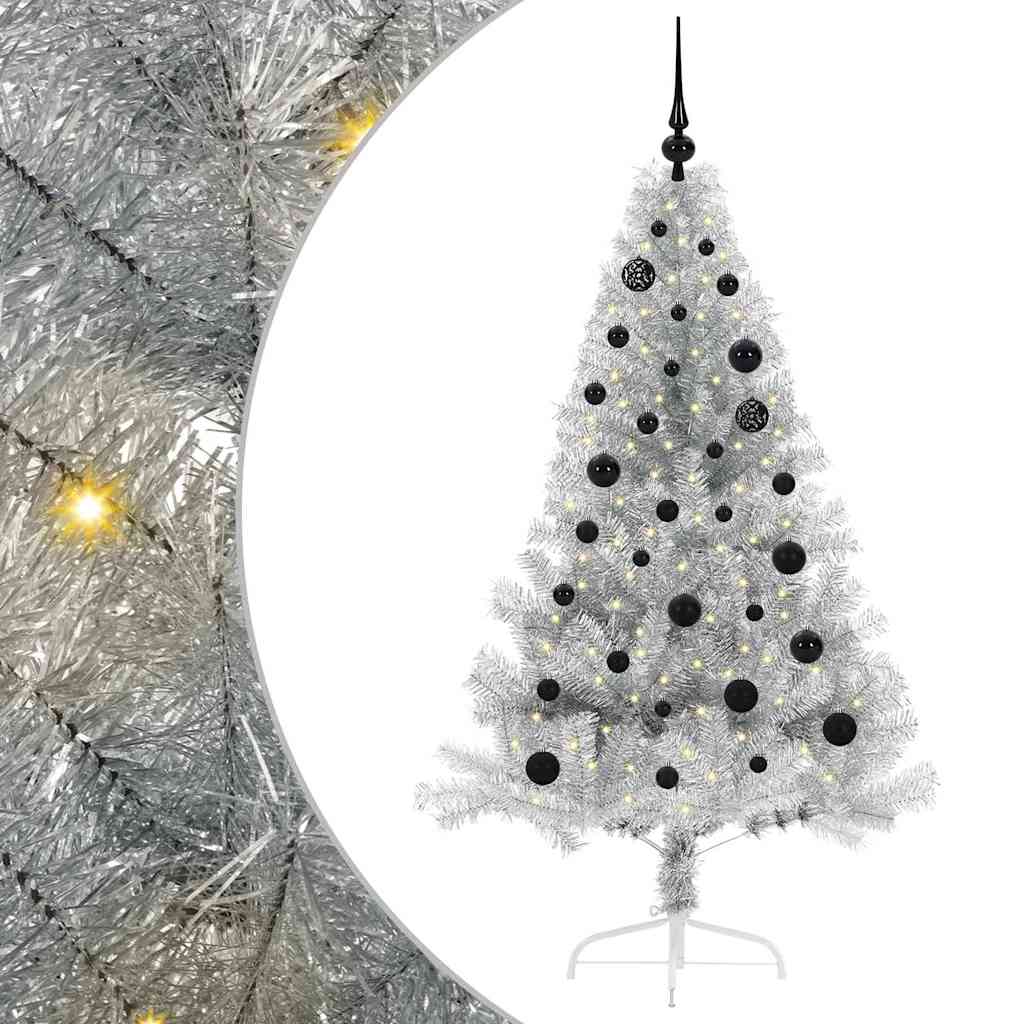 Sapin de Noël artificiel pré-éclairé Argent 150 cm PET - XIOS