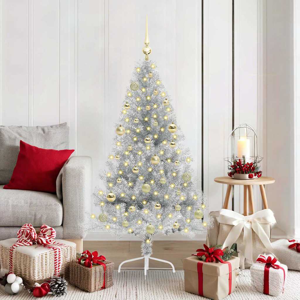 Sapin de Noël artificiel pré-éclairé Argent 150 cm PET - XIOS