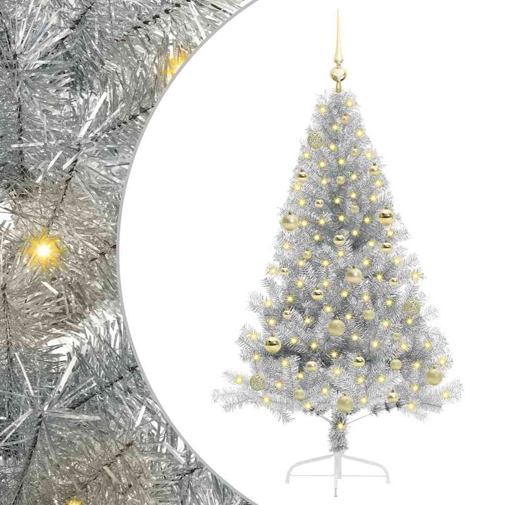 Sapin de Noël artificiel pré-éclairé Argent 150 cm PET - XIOS