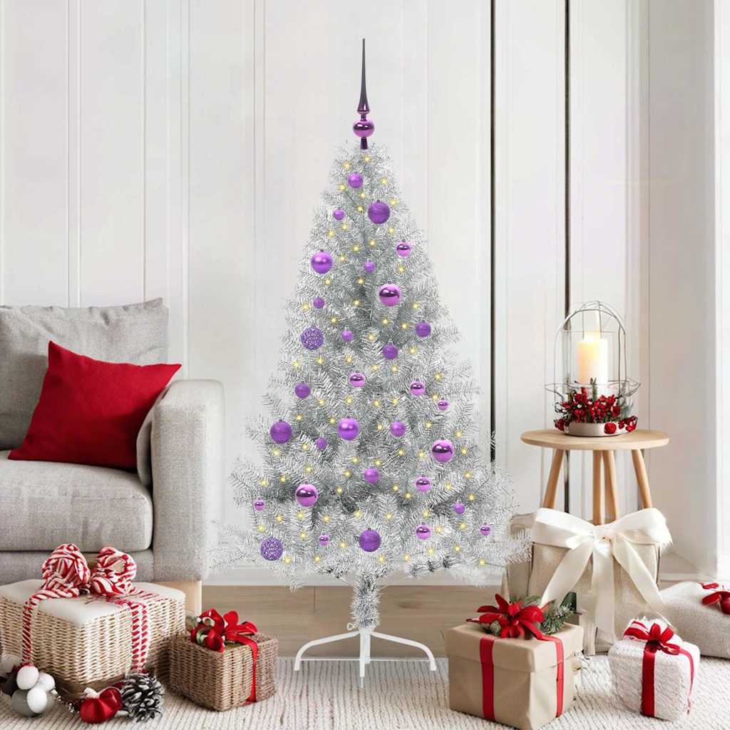 Sapin de Noël artificiel pré-éclairé Argent 150 cm PET - XIOS