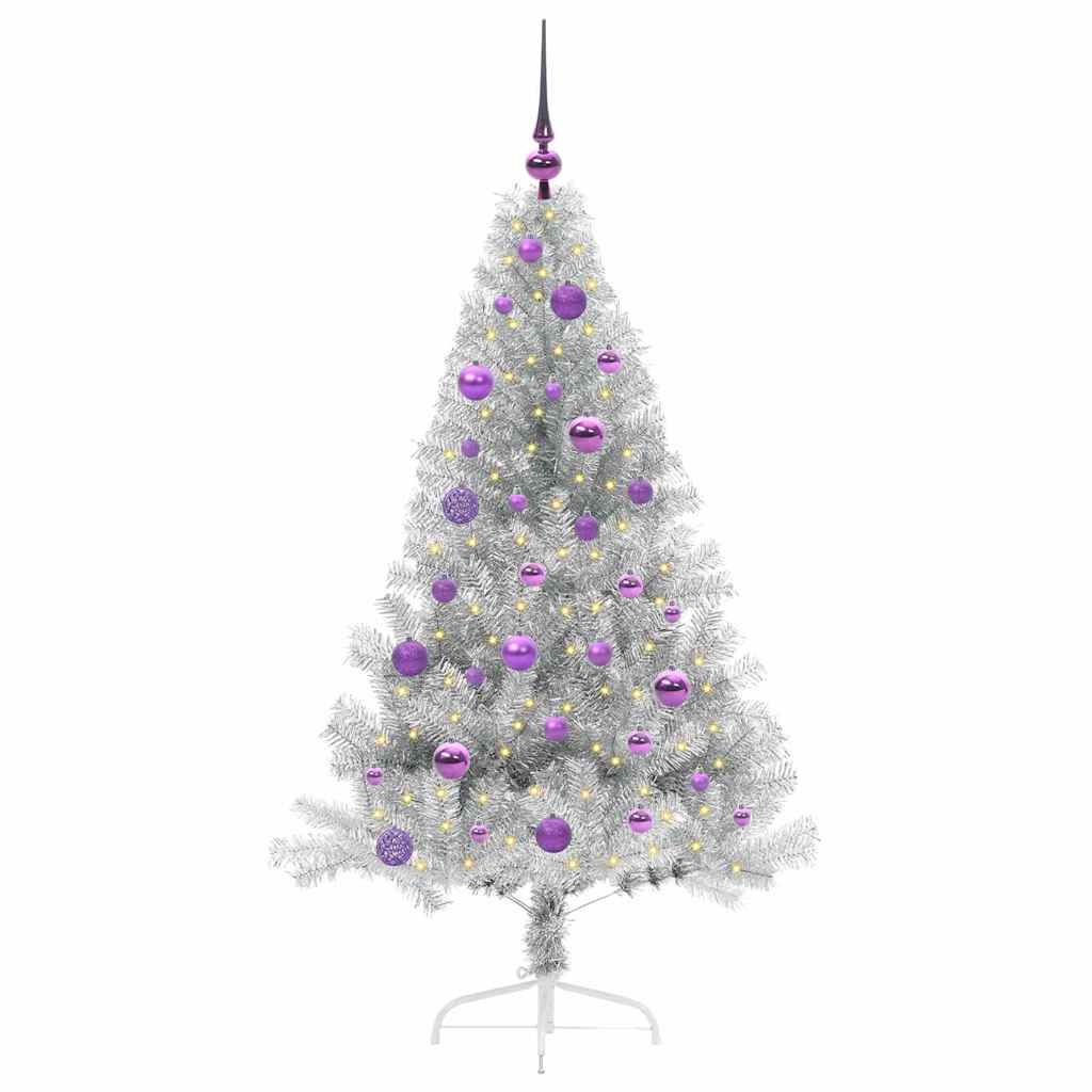 Sapin de Noël artificiel pré-éclairé Argent 150 cm PET - XIOS