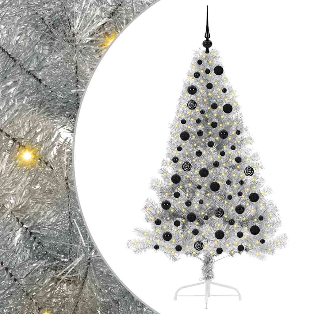 Sapin de Noël artificiel pré-éclairé Argent 180 cm PET - XIOS