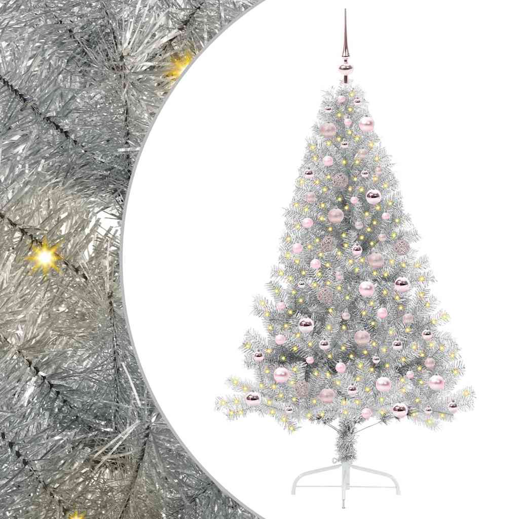 Sapin de Noël artificiel pré-éclairé Argent 180 cm PET - XIOS