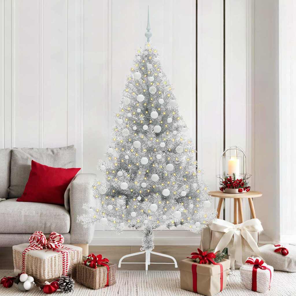 Sapin de Noël artificiel pré-éclairé Argent 180 cm PET - XIOS