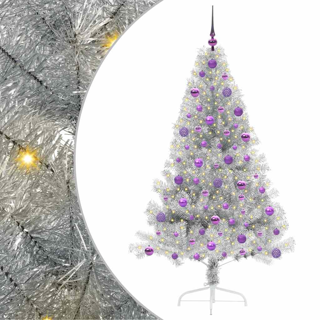 Sapin de Noël artificiel pré-éclairé Argent 180 cm PET - XIOS