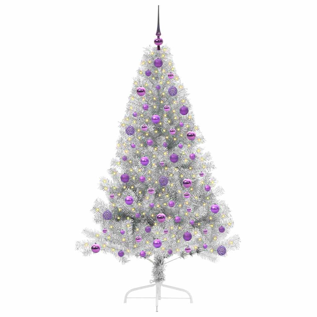 Sapin de Noël artificiel pré-éclairé Argent 180 cm PET - XIOS
