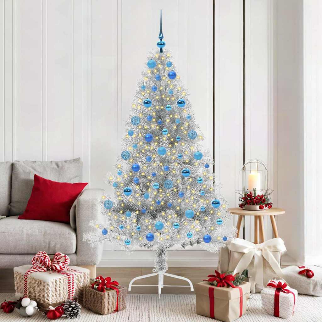 Sapin de Noël artificiel pré-éclairé Argent 180 cm PET - XIOS