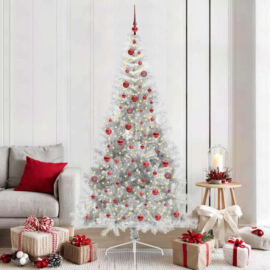 Sapin de Noël artificiel pré-éclairé Argent 210 cm PET - XIOS