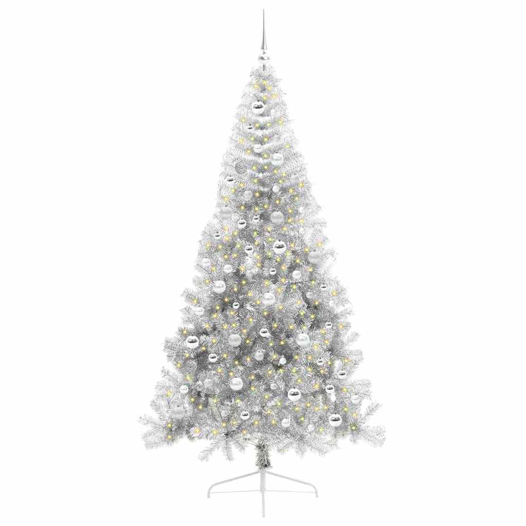 Sapin de Noël artificiel pré-éclairé Argent 210 cm PET - XIOS