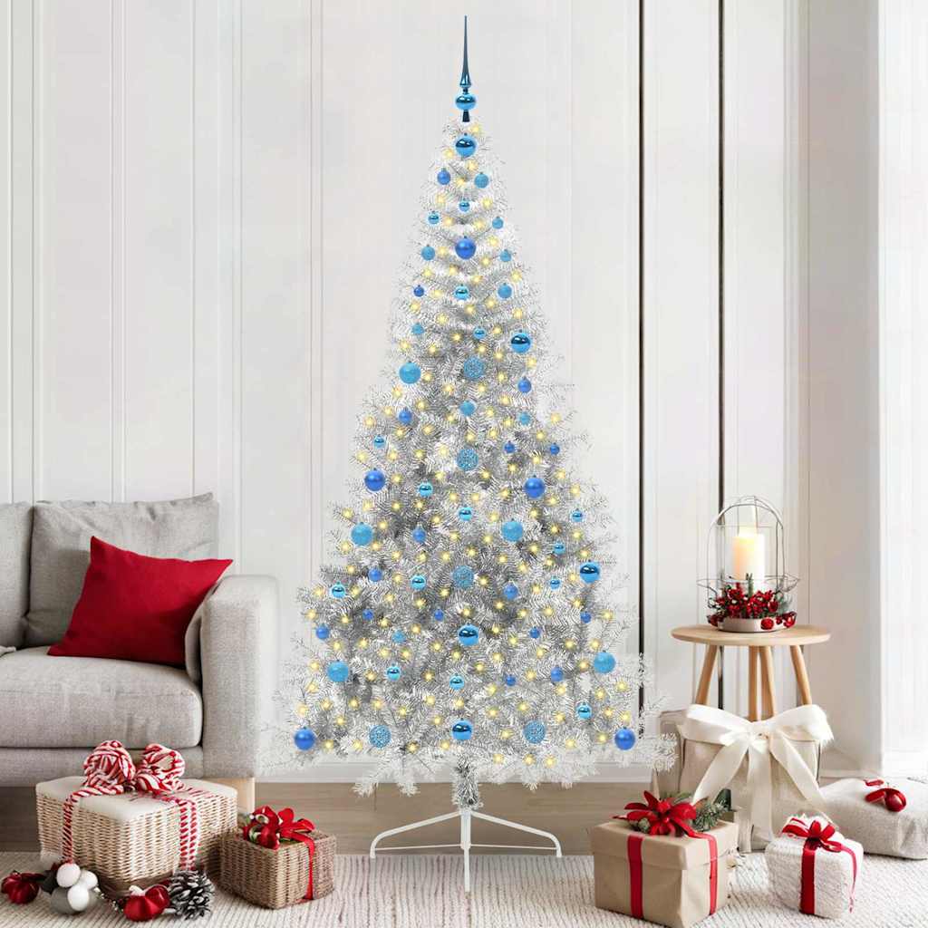 Sapin de Noël artificiel pré-éclairé Argent 210 cm PET - XIOS