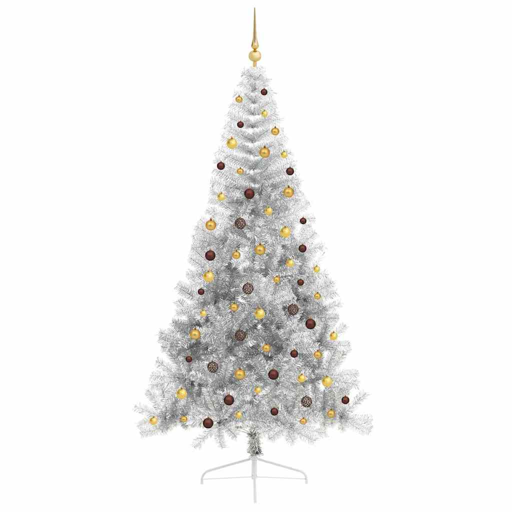 Sapin de Noël artificiel pré-éclairé Argent 240 cm PET