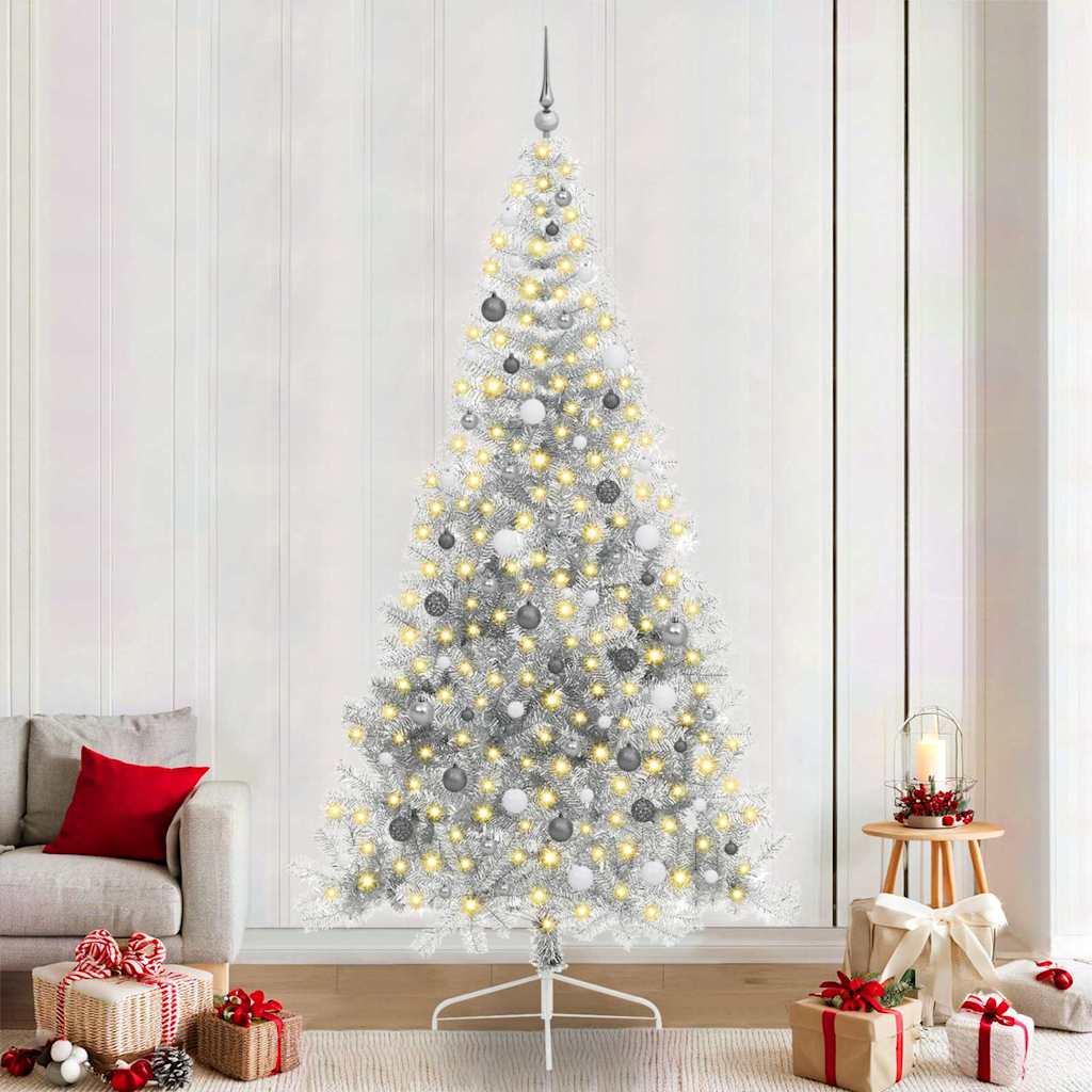 Sapin de Noël artificiel pré-éclairé Argent 240 cm PET - XIOS