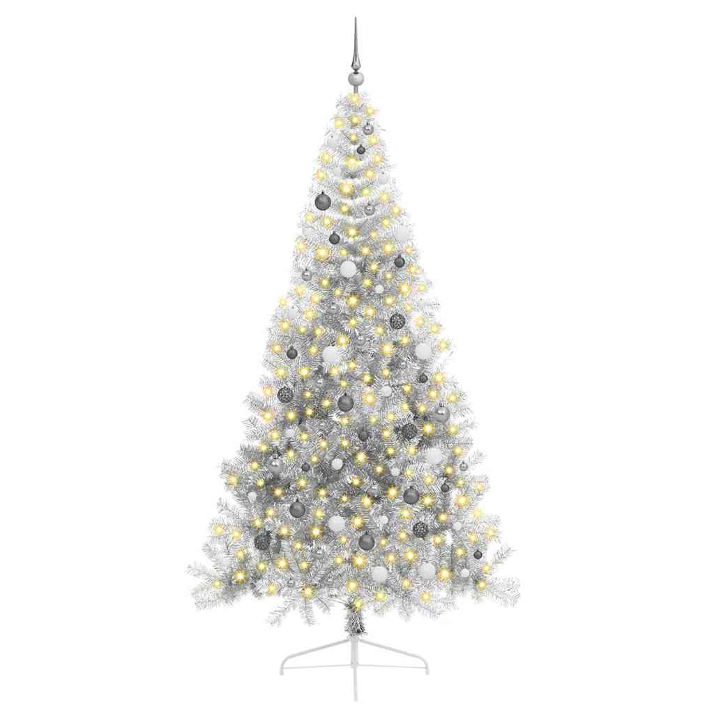 Sapin de Noël artificiel pré-éclairé Argent 240 cm PET - XIOS