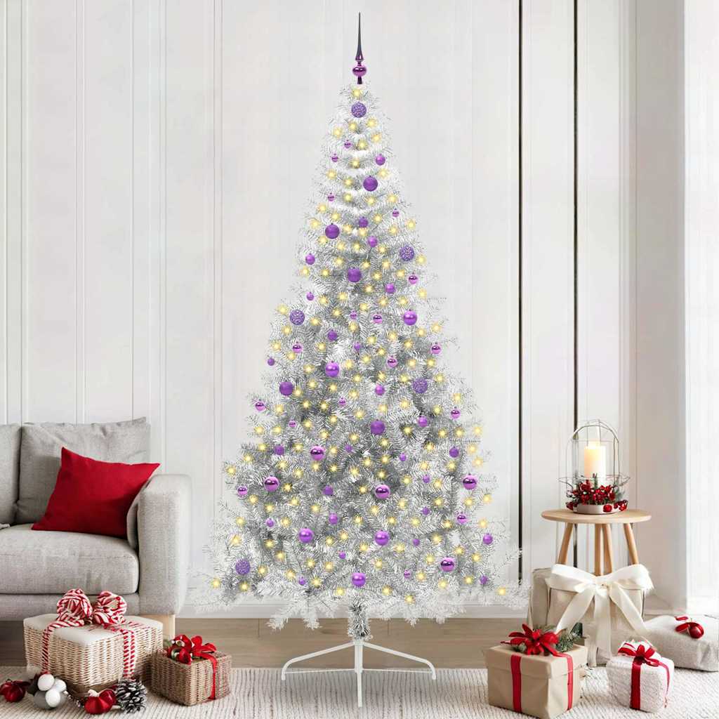 Sapin de Noël artificiel pré-éclairé Argent 240 cm PET - XIOS