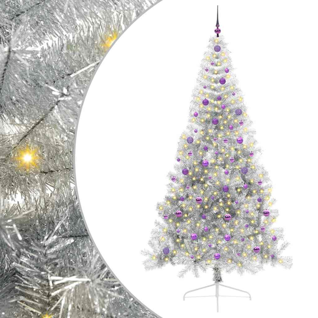 Sapin de Noël artificiel pré-éclairé Argent 240 cm PET - XIOS