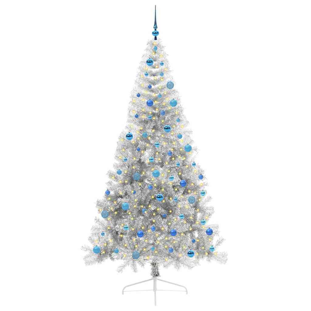 Sapin de Noël artificiel pré-éclairé Argent 240 cm PET - XIOS