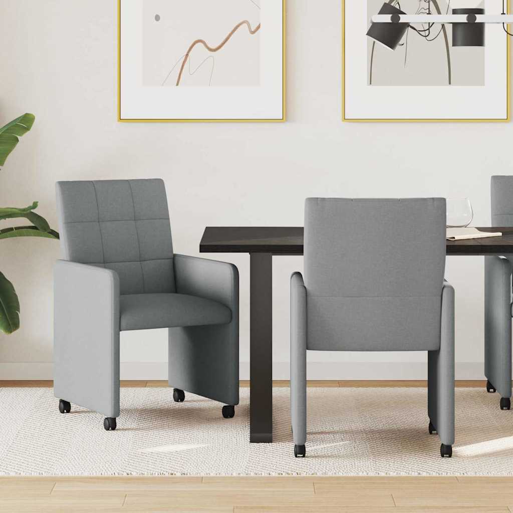 Chaises de Salle à Manger avec Roues 2 pcs Gris clair tissu - XIOS