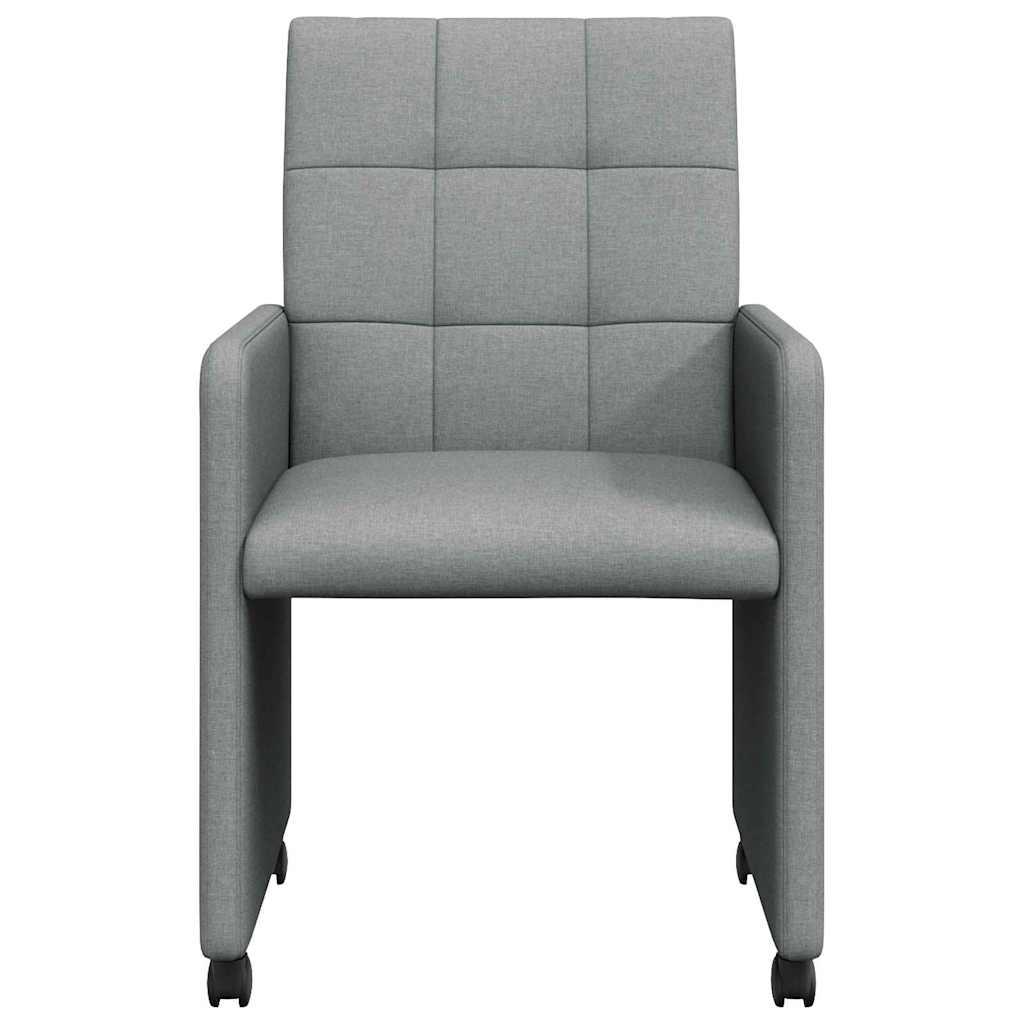 Chaises de Salle à Manger avec Roues 2 pcs Gris clair tissu - XIOS