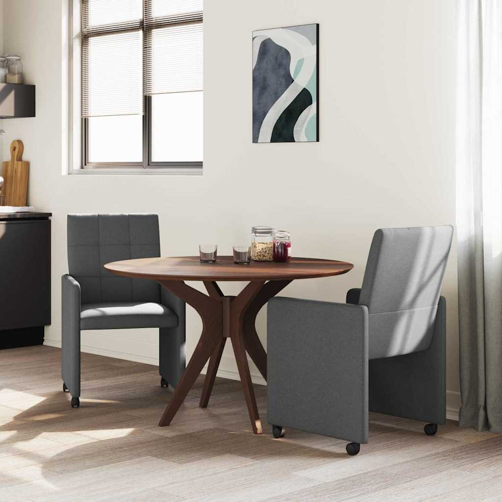Chaises de Salle à Manger avec Roues 2 pcs Gris foncé tissu - XIOS