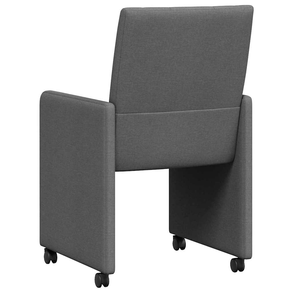 Chaises de Salle à Manger avec Roues 2 pcs Gris foncé tissu - XIOS