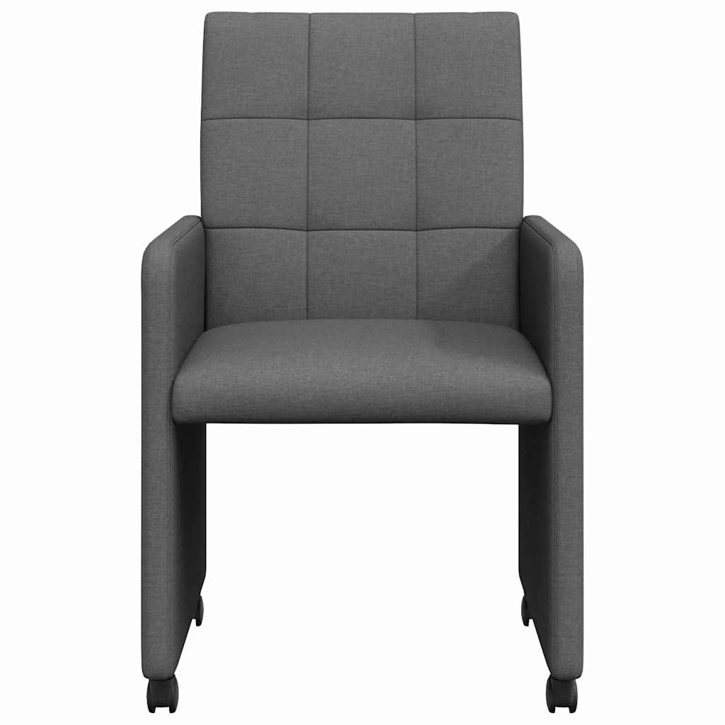 Chaises de Salle à Manger avec Roues 2 pcs Gris foncé tissu - XIOS