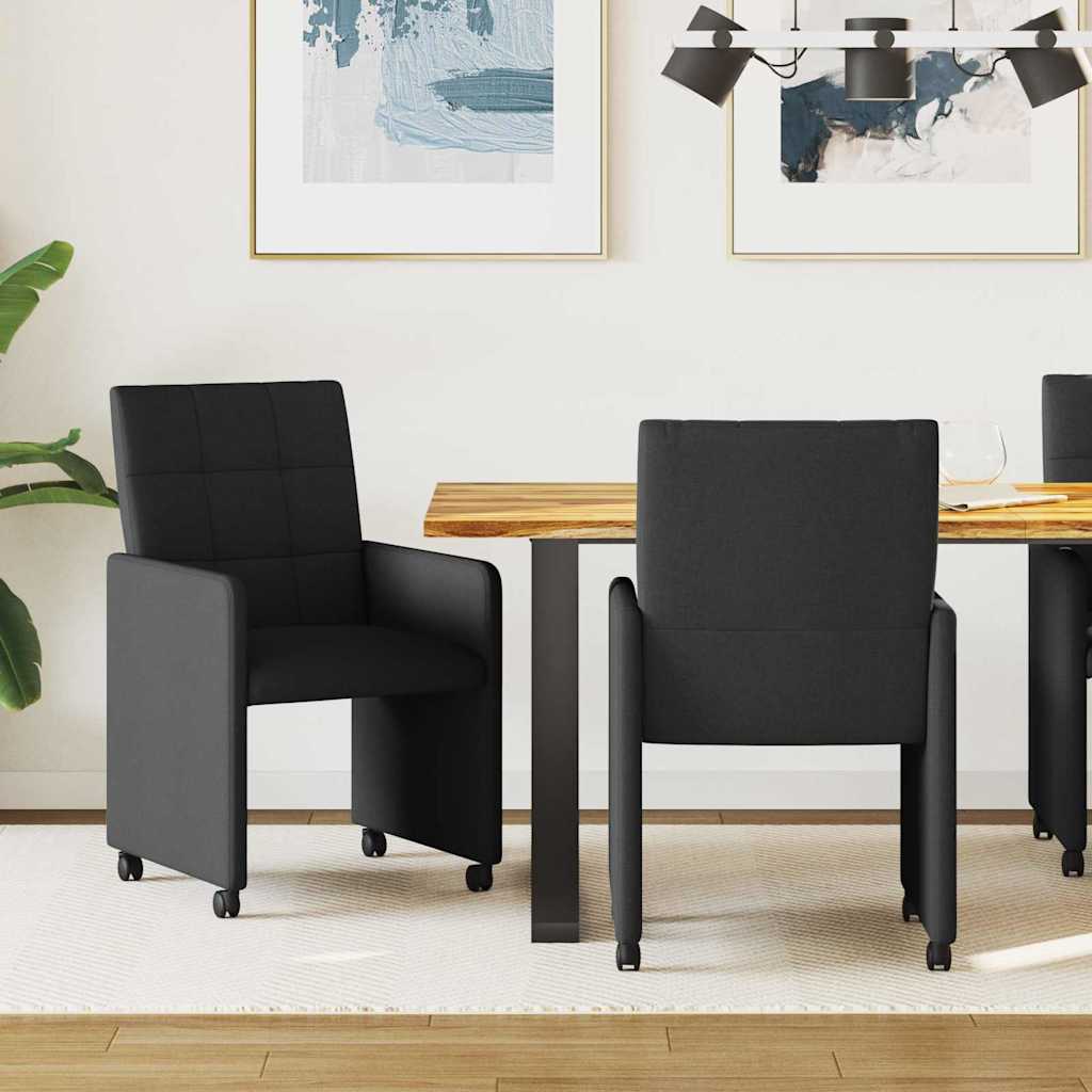 Chaises de Salle à Manger avec Roues 2 pcs Noir 58 x 65 x 94 cm - XIOS